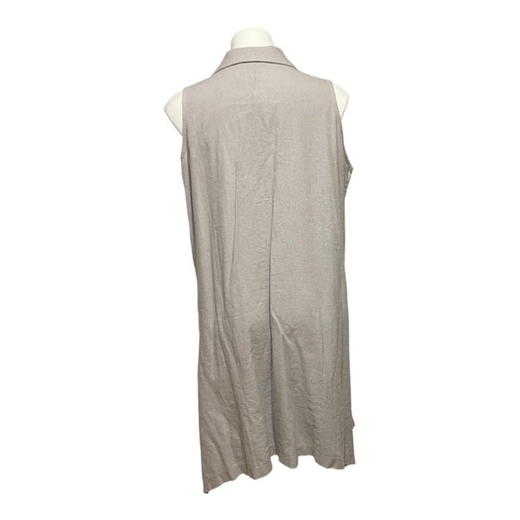 For Cynthia Large Beige Button Down Sleeveless Lagenlook Oversized Dress… - Picture 4 of 8